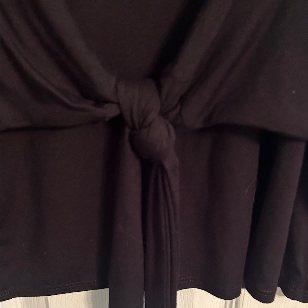 Karen Kane Black Tie-Front Blouse - Picture 3 of 4